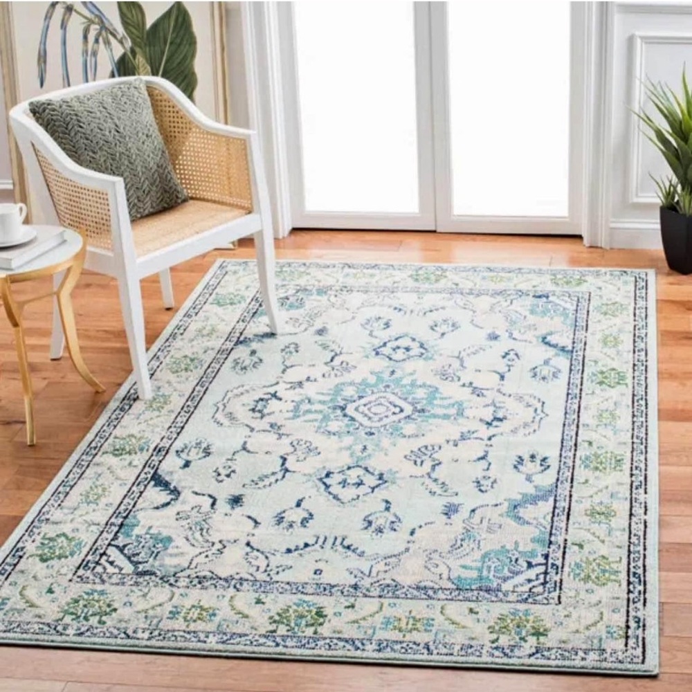 Elegant Blue and Green Area Rug